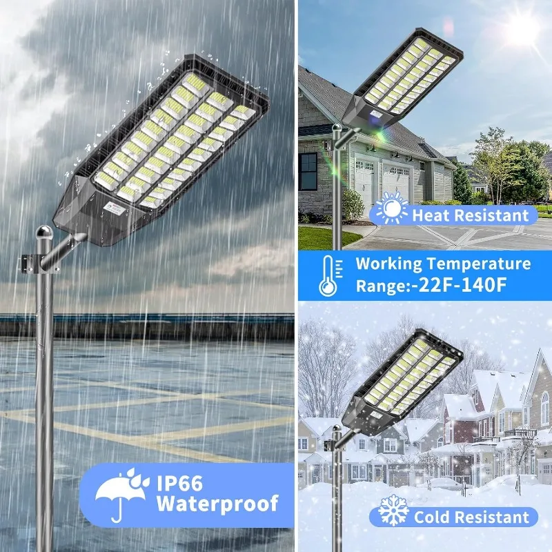 Solar Lights Outdoor 6500W, Commercial Grade Solar Street Lights Outdoor 480000 Lumens, Solar Parking Lot Lights