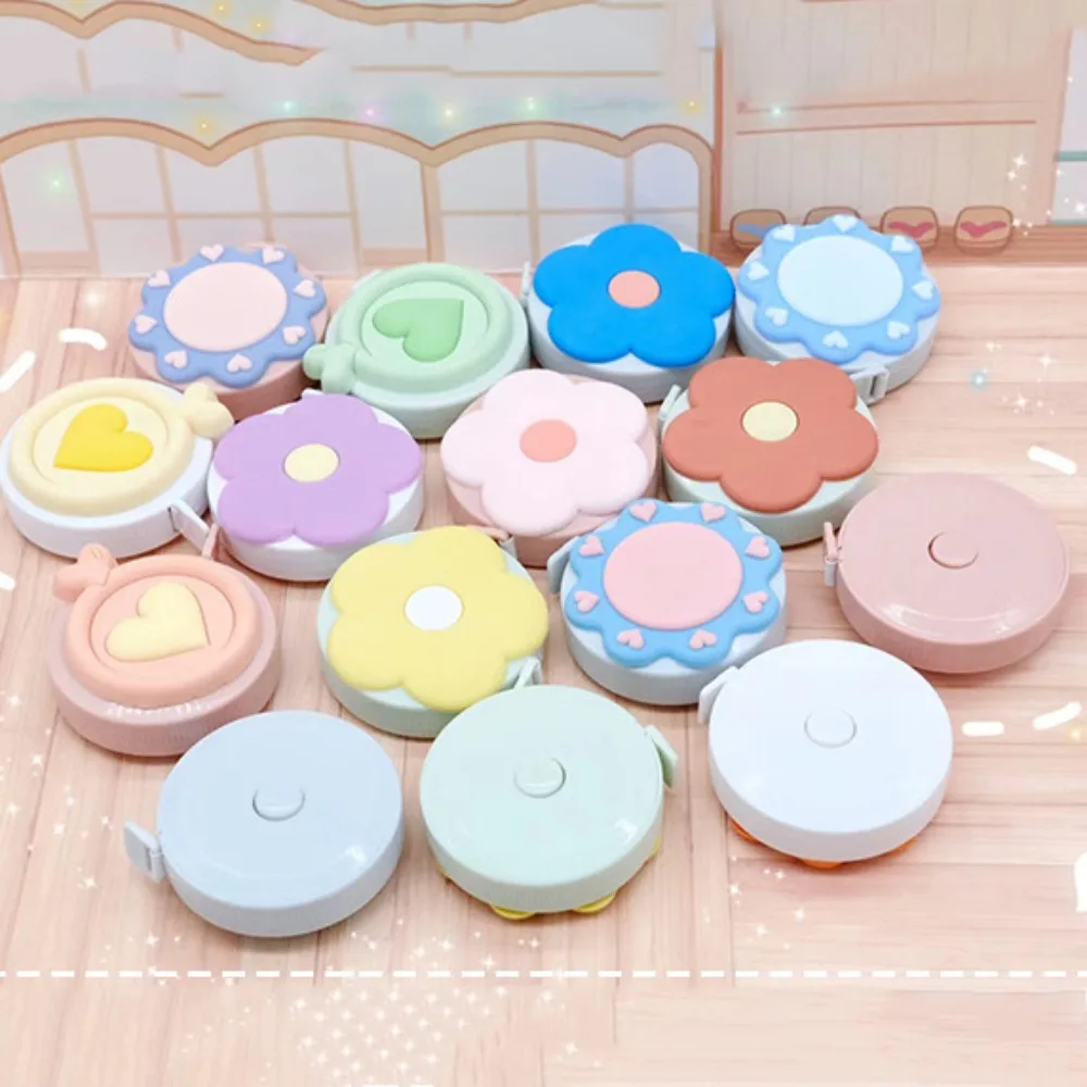 만화 휴대용 미니 테이프 측정 유연한 개폐식 만화 미니 테이프 측정 1.5m 부드러운 꽃 테이프 측정 학생