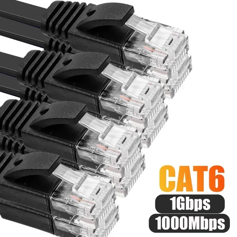 Cat 6 Ethernet Cable RJ45 Shielded Network 0.5M 1M 2M Ethernet Cableh Flat Hig Speed 1000Mbps Internet Network Cord CAT6 RJ45
