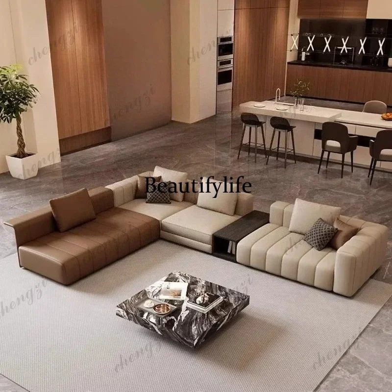 A49 Modern light luxury leather combination sofa living room sofas and seating furniture 340cm 360cm 366cm 406cm 446cm 486cm co