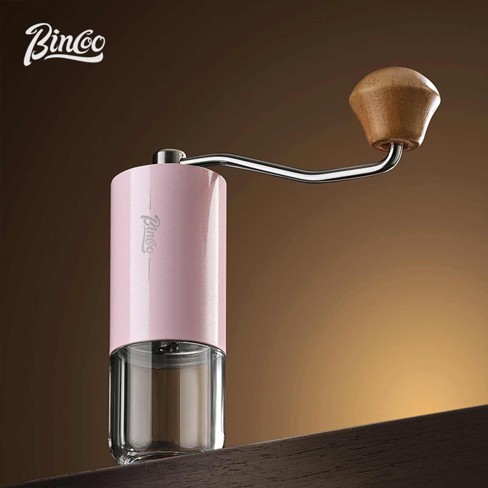 Bincoo Manual Coffee Bean Grinder Portable Wood Grain Stainless Steel Crank Hand Coffee Grinder Kitchen Tool Grinder 6 star Core