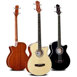 4 Strings Bass Guitar Wooden Bass Guitar Acousic Guitar BASS 4-string Pickup Bass Guitar Wood Color Black Color Electric Bass