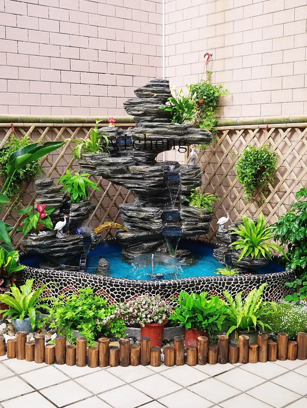 XL courtyard, fish pond, rockery, flowing water fountain, landscape terrace, water feature, landscape decoration ornament