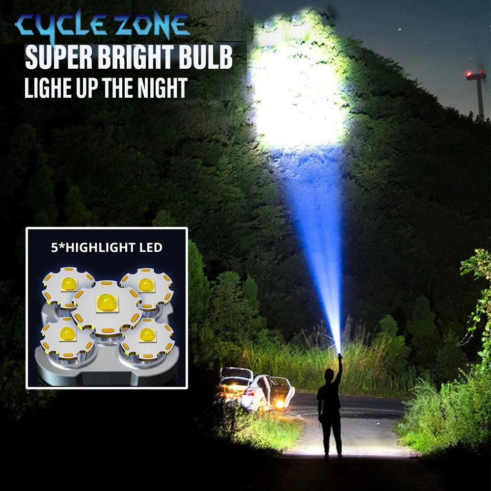 5 LED Flashlights USB Rechargeable Handheld Searchlight Portable Hand Lantern Outdoor Camping Spotlight with COB Side Light