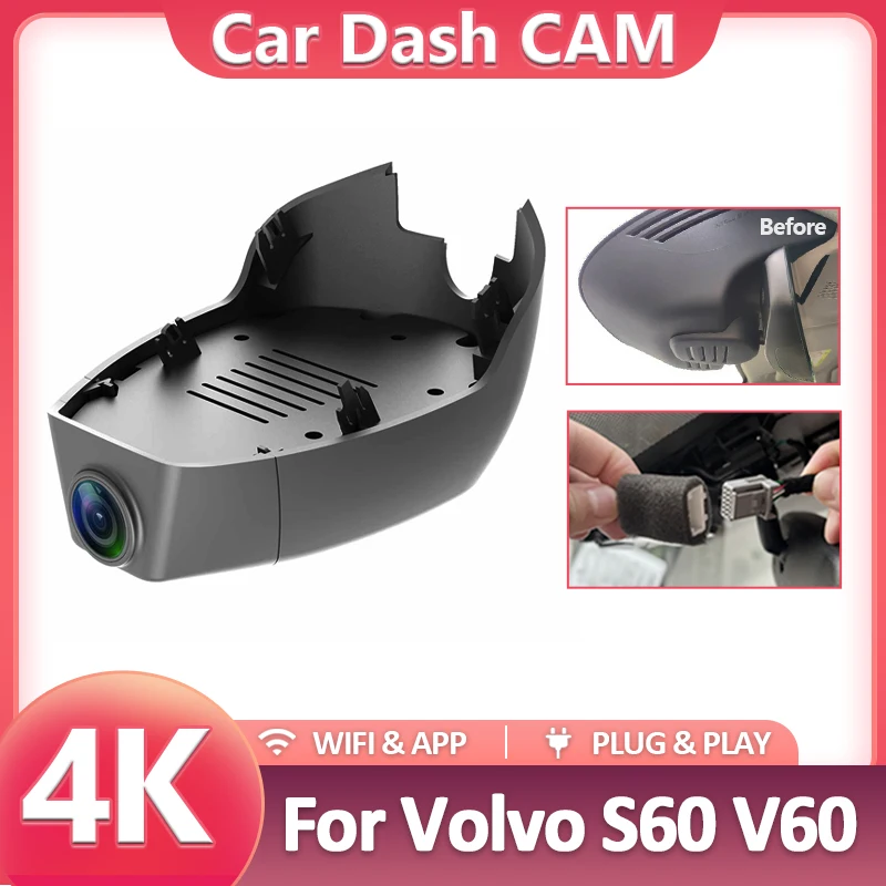 

For Volvo V60 S60 2019~2025 Front and Rear 4K Dash Cam for Car Camera Recorder Dashcam WIFI Car Dvr Recording Devices Accessorie