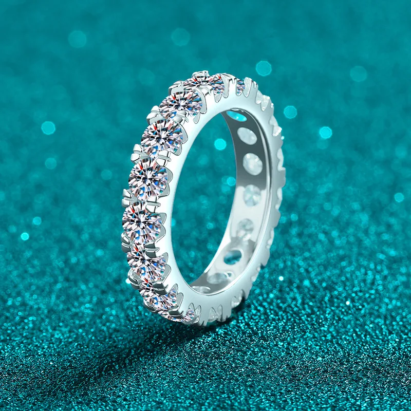 Thoughtful Gift Full Paved Band Ring 7 Carat For Women Moissanite PT950 Platinum Commemorative Present