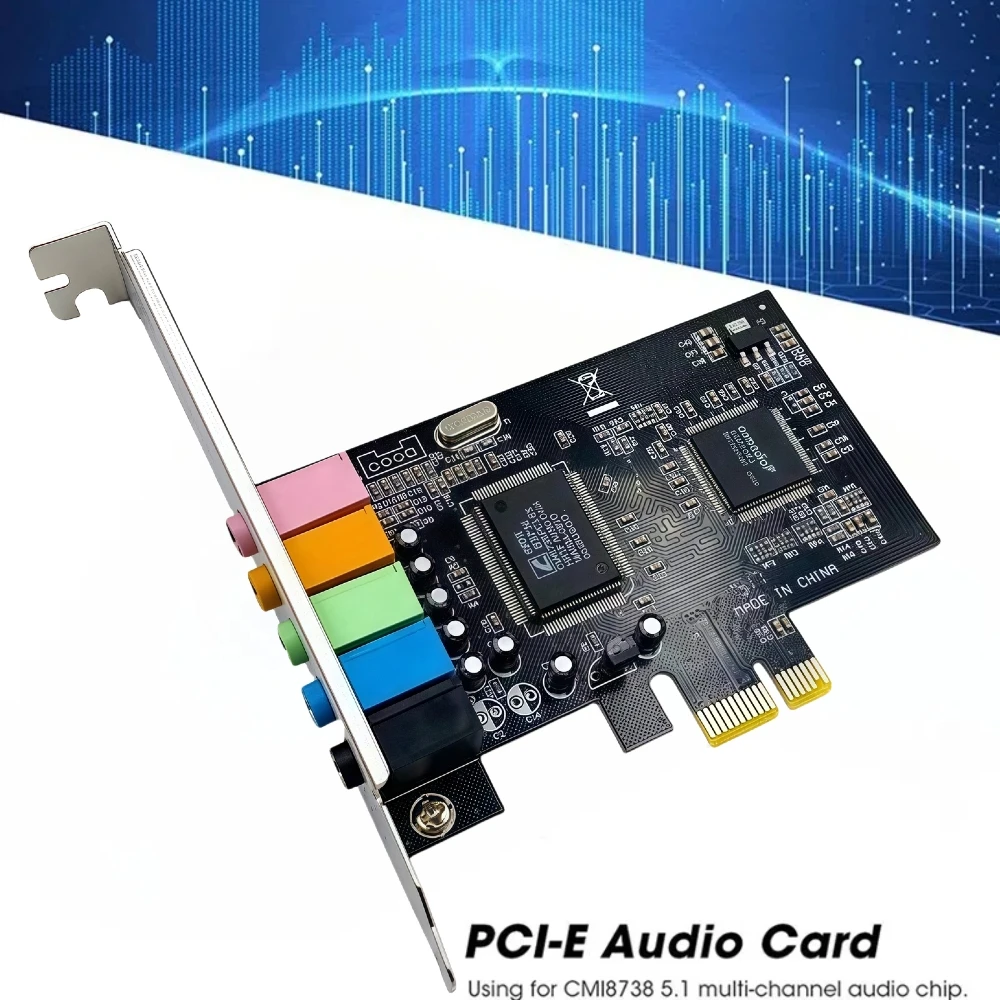 PCI-E 5.1 Sound Card Computer PCIE 5.1 Channel 3D Audio 6 Channels 3D Games Music Digital Sound Card PCI Express 5.1 CH 24Bit