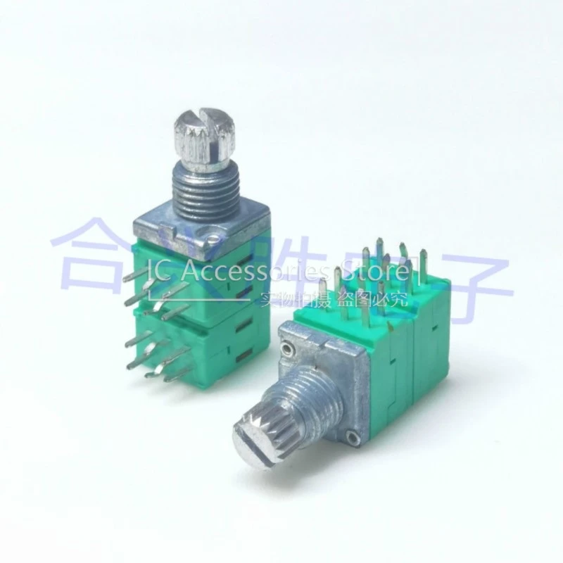 1PCS 09 Type Precision Potentiometer 4 Link 12Pin B50K Power Amplifier Audio Speaker Volume Potentiometer Shaft Length 10MM