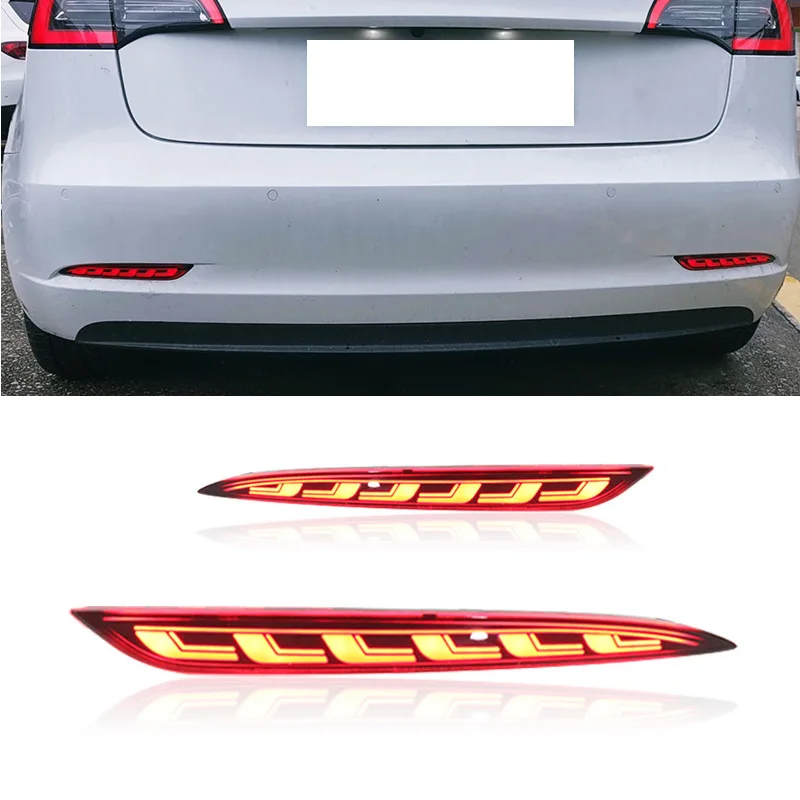 

For Tesla Model 3 2020 2021 2022 Car LED Rear Bumper Reflector Light Fog Lamp Turn Signal Braking Driving Lamp Warning Lights