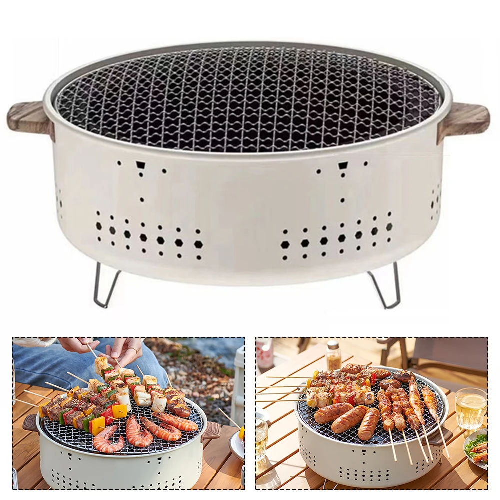 

Portable Barbecue Grill Korean Charcoal Stove Stainless Steel Split BBQ Stove Round Non-stick Barbecue Rack For Outdoor Camping