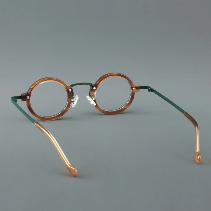 HONKAN Ultraleichter Acetat-Rahmen Metall-Brillengestell Retro Runde Lesebrille für Herren und Damen Hochwertiger Optischer Brillenrahmen – Detail 21