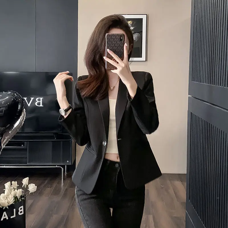 Bla Suit Jaet المرأة الصبار ربيع الخريف 2025 جديد Elely التخسيس تخفيف المهنية ort Sle زر التفاصيل #4