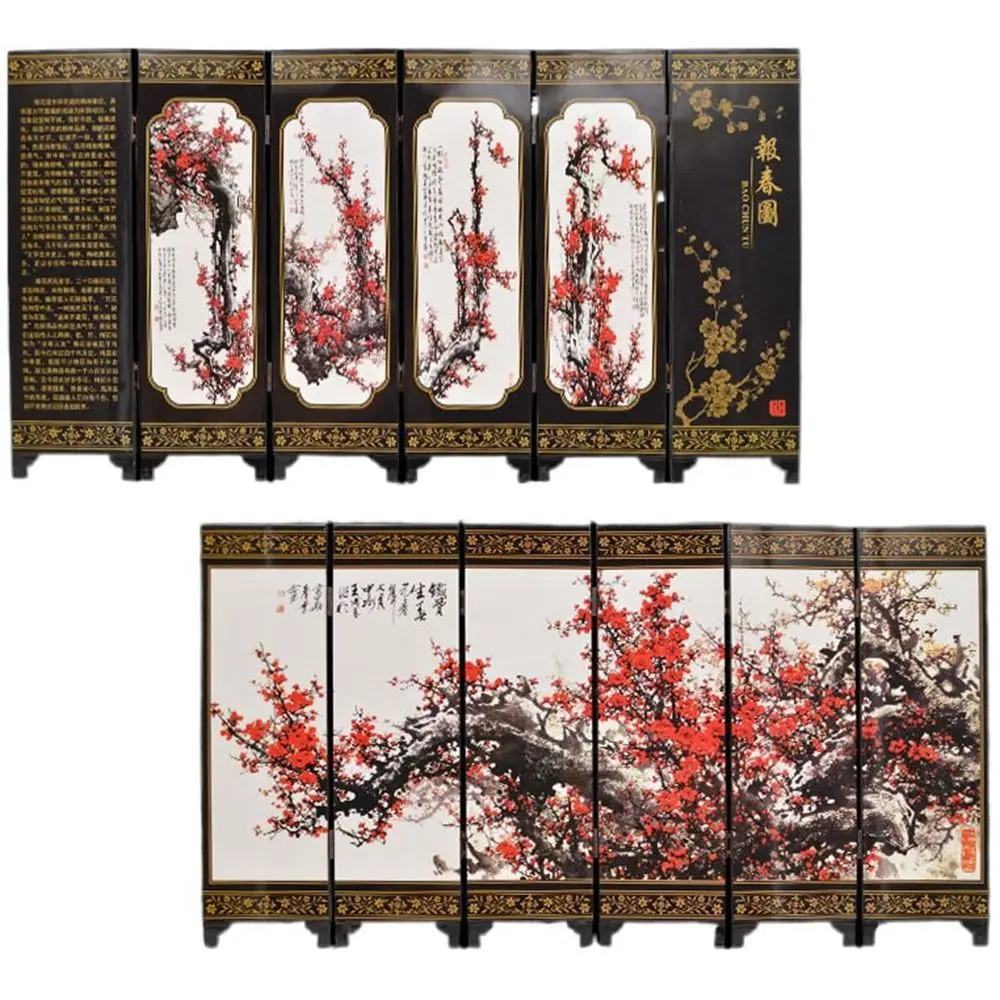 Business Gifts Home Decor Non-slip Featured Handicrafts Chinese Mural Antique Lacquerware Room Dividers Screen Ornaments