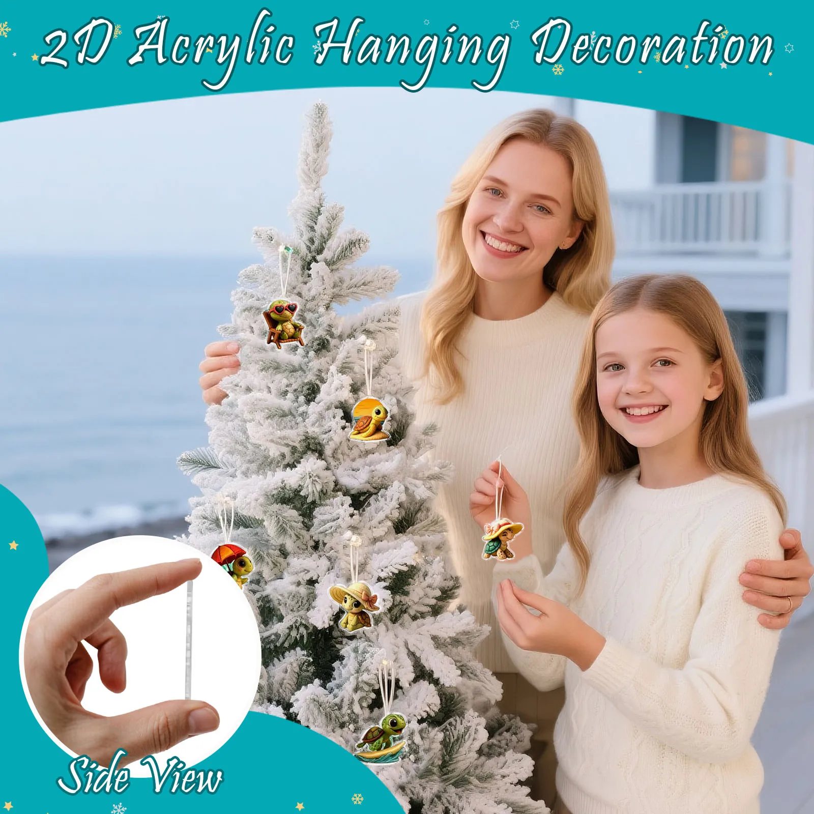 ปฏิทินนับถอยหลังคริสต์มาสรูปเต่าทะเลน่ารัก 24 ชิ้น ทำจากอะคริลิก 2 มิติ กล่องสุ่ม ของตกแต่งคริสต์มาส