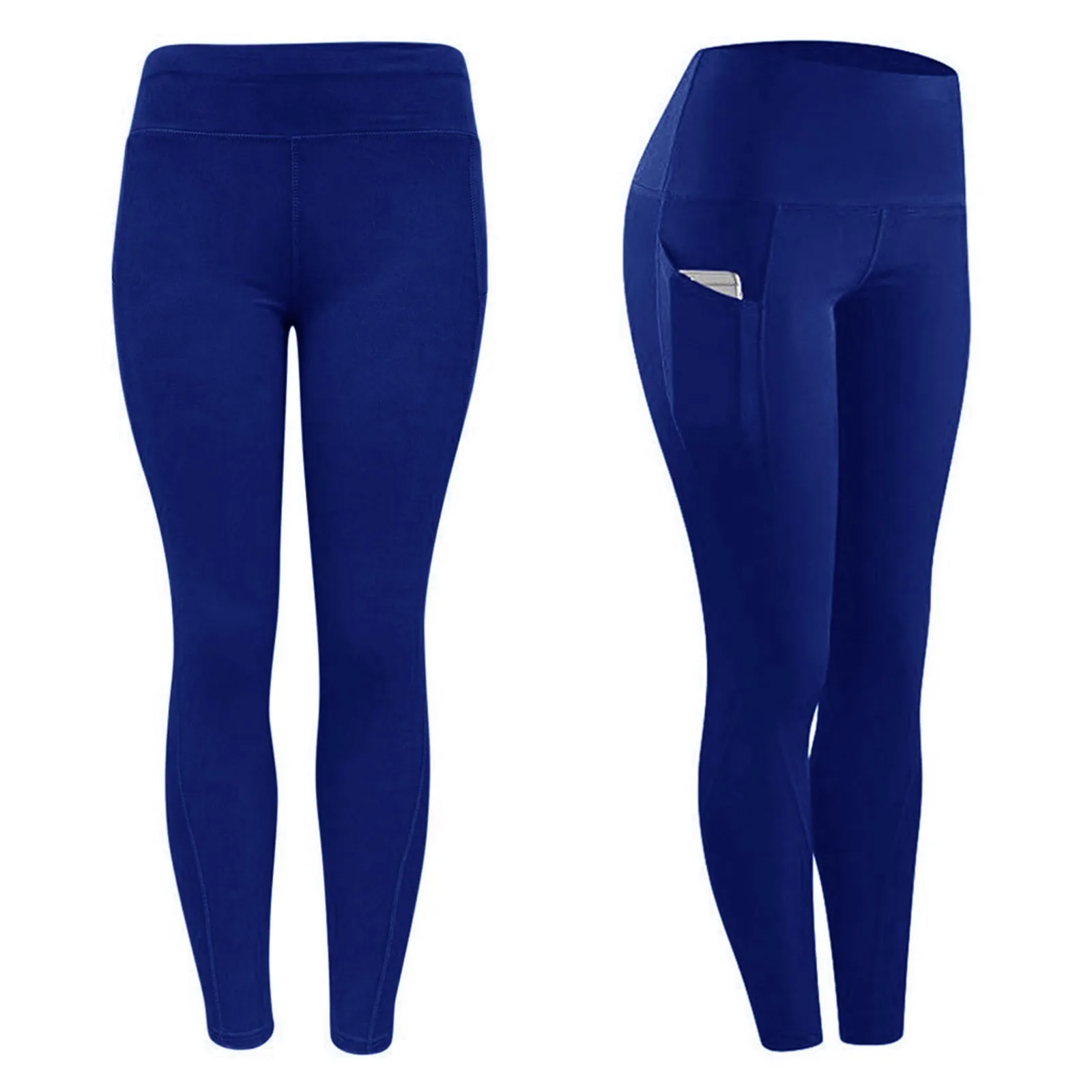 Mallas con bolsillos laterales para Mujer, pantalones de cintura alta con realce, mallas deportivas para entrenamiento, gimnasio, correr, Yoga