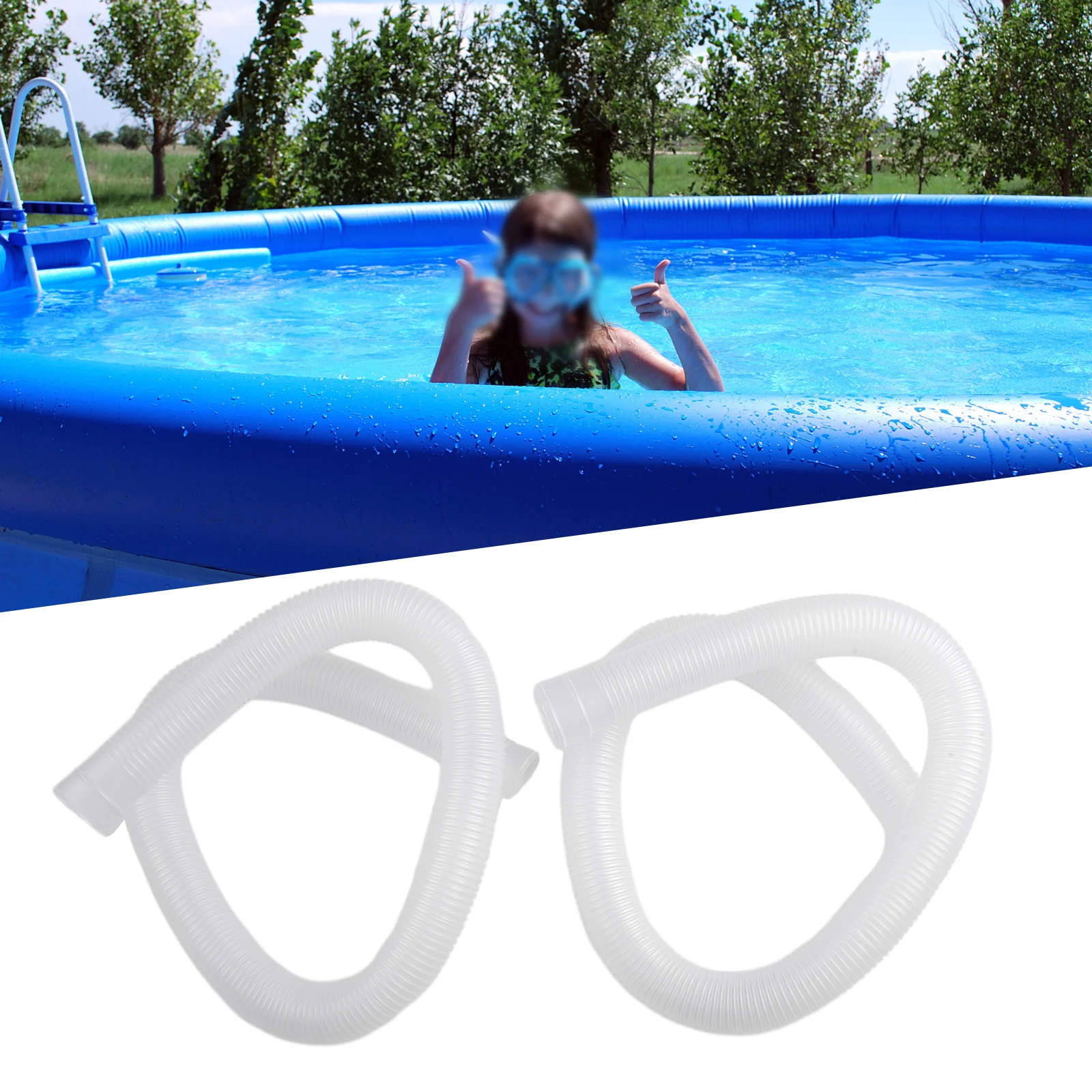 2pcs 1m For Intex 1-1/4 Inch Accessory Hose Above Ground Pool Swimming Pool Pump Blue White Replacement Hose
