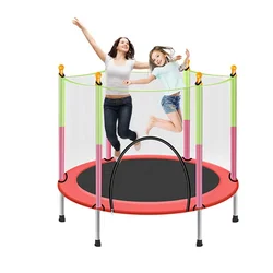 Kids indoor playground items round  mini trampoline with net