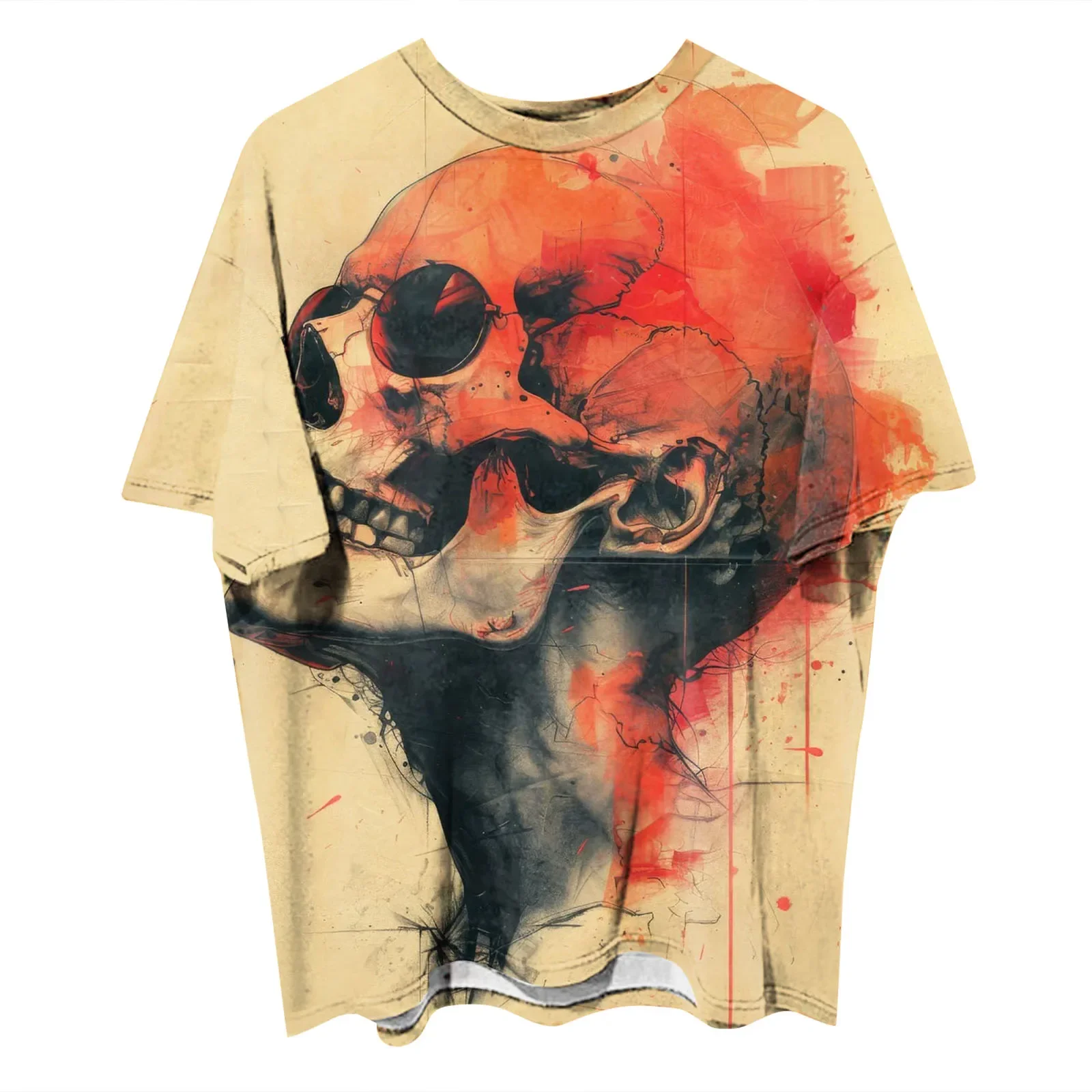 Kaos grafis mengerikan pesta Halloween Fashion untuk pria musim panas kasual 3D atasan kaus lengan pendek leher bulat Jalan