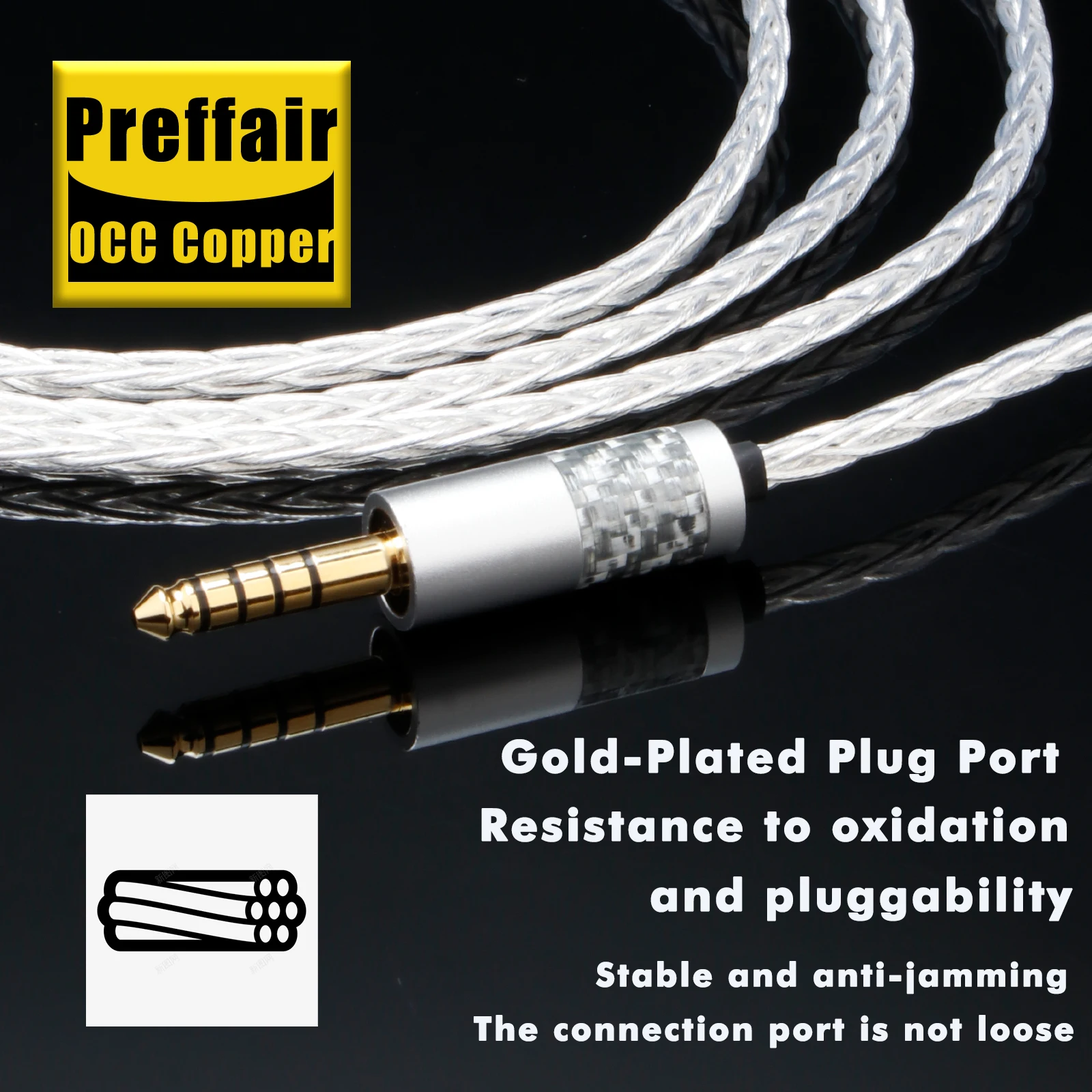 Premium Custom-Length Cable: 7N OCC Copper with 70μm Silver Plating & Gold-Plated Connector
