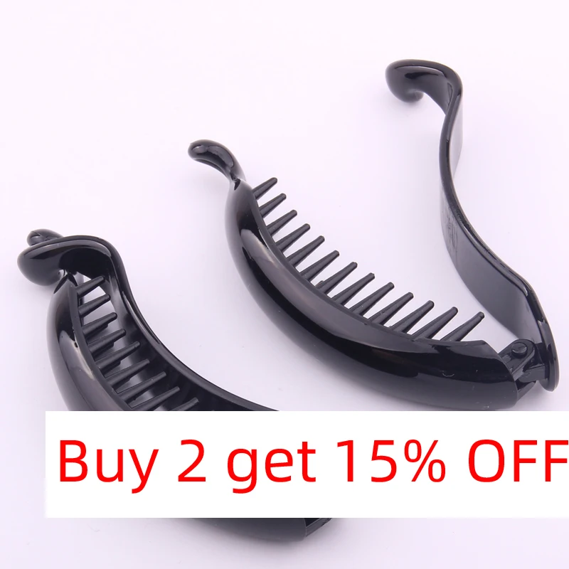 Newest Fashion Banana Hair Clip Rena Chris for Lady Black Plastic Tines Hair Pin Ponytail Holder Beauty Hair Hairgrips 9cm