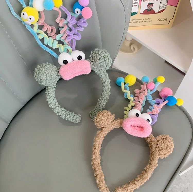 Lustiges Stirnband, Ornament, Reifen, Band, DIY-Haarschmuck, süßes kleines Monster, Wollrolle, Kopfbedeckung, Happy Swing, süßes Weihnachts-Stirnband – Detail 11