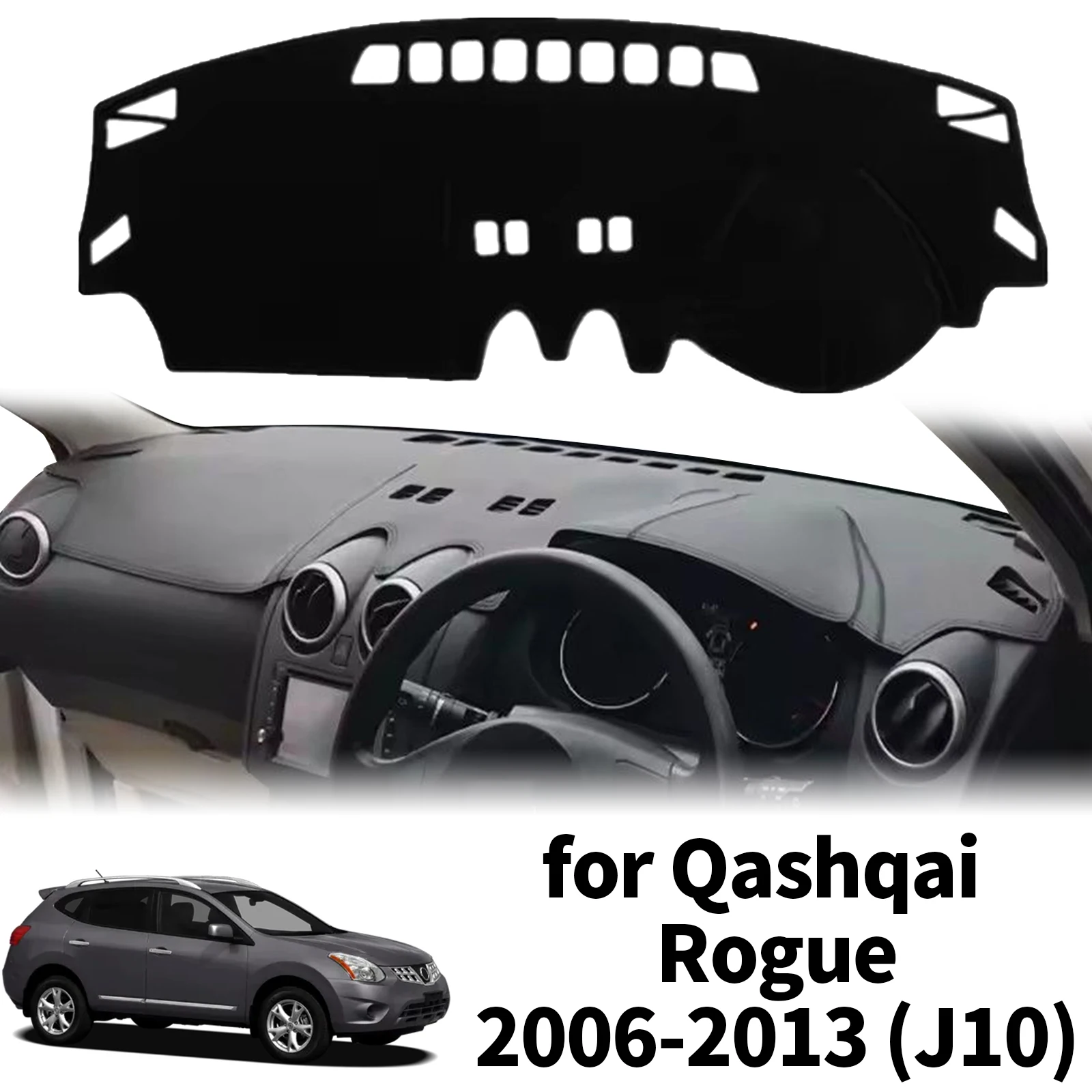 

for Nissan Qashqai Rogue 2006-2013 J10 Dualis Dashmat Dashboard Cover Pad Protective Carpet Leather Accessories DashMat Sunshade