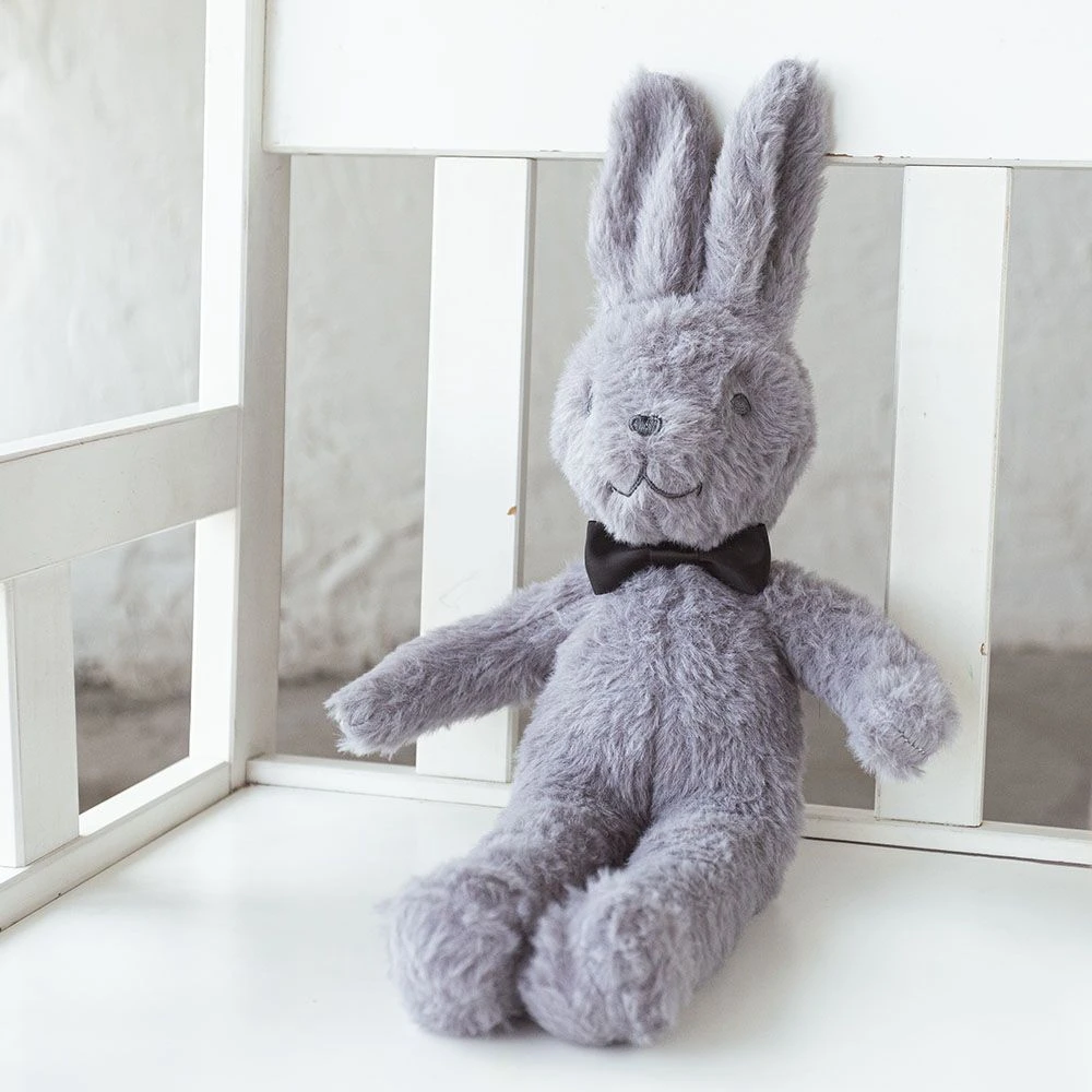 30cm Cute Original Rabbit Plush Toy Purple With Bow Long Ears Soothing Bunny Doll For Children's Birthday Christmas Gift