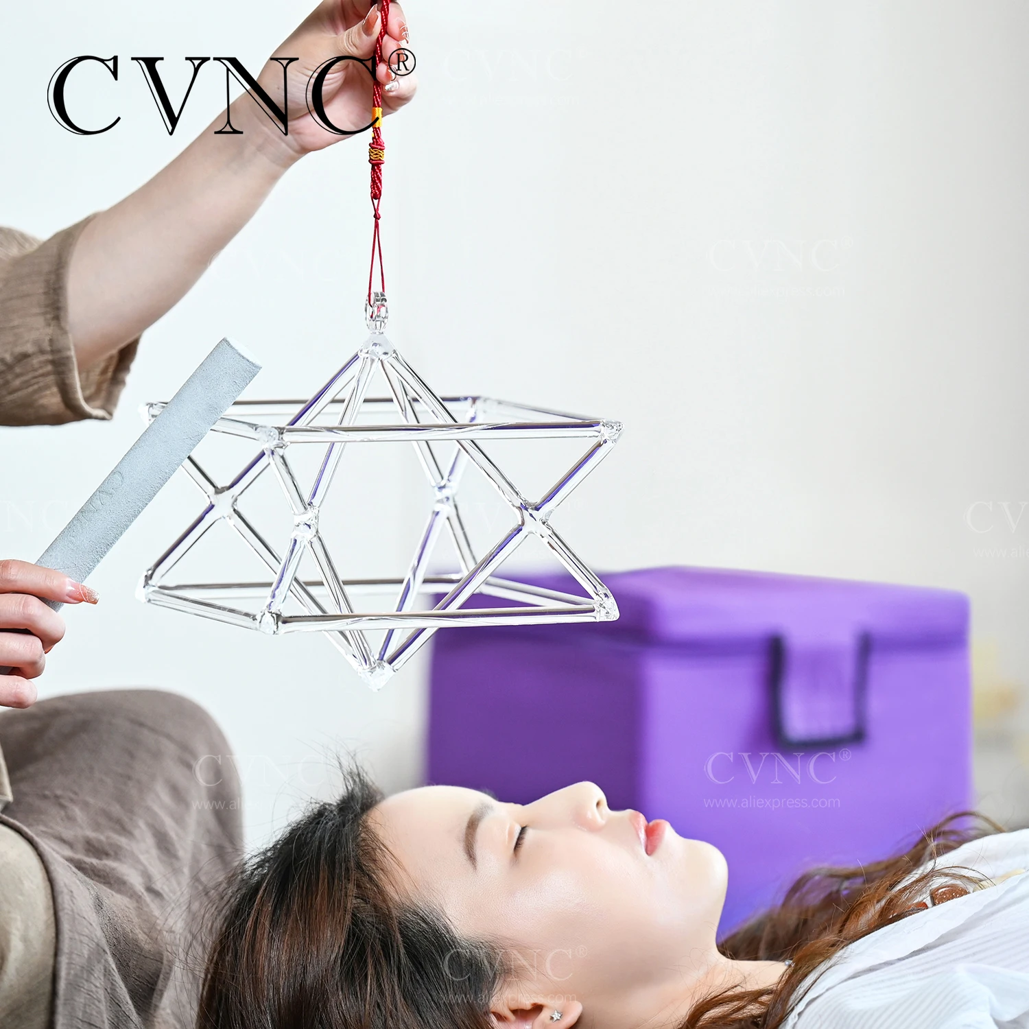 

CVNC 7 Inch Clear Merkaba Crystal Singing Pyramid Instrument For Sound Healing Meditation