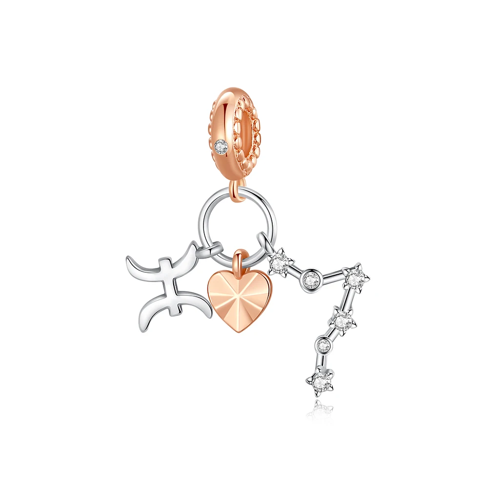 

Danturn 925 Sterling Silver Original Beads Pisces Dangle Charm fit Snake Chain Bracelet Fashion Women Jewelry Making