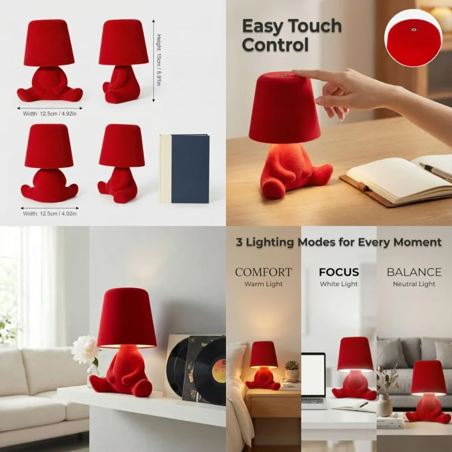 

Bedside Touch Control Table Lamp, Golden Decor Thinker Statue LED Table Lamp with USB Port, 3 Way Dimmable Modern Night Light N