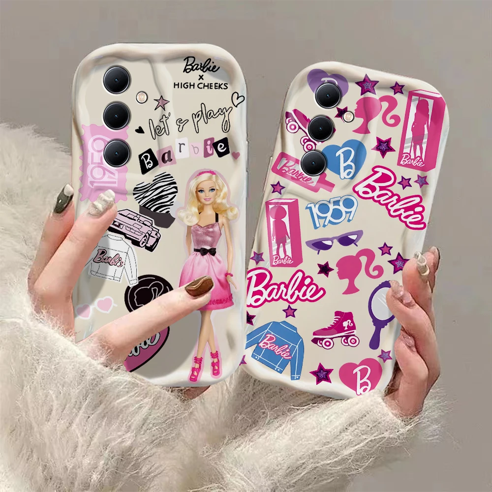 Fashion Cute Girl 3D Wave Case For Samsung A73 A72 A71 A55 A54 A53 A35 A34 A25 A24 A23 A15 A14 A13 A05 A03 4G 5G B-Barbies Cover