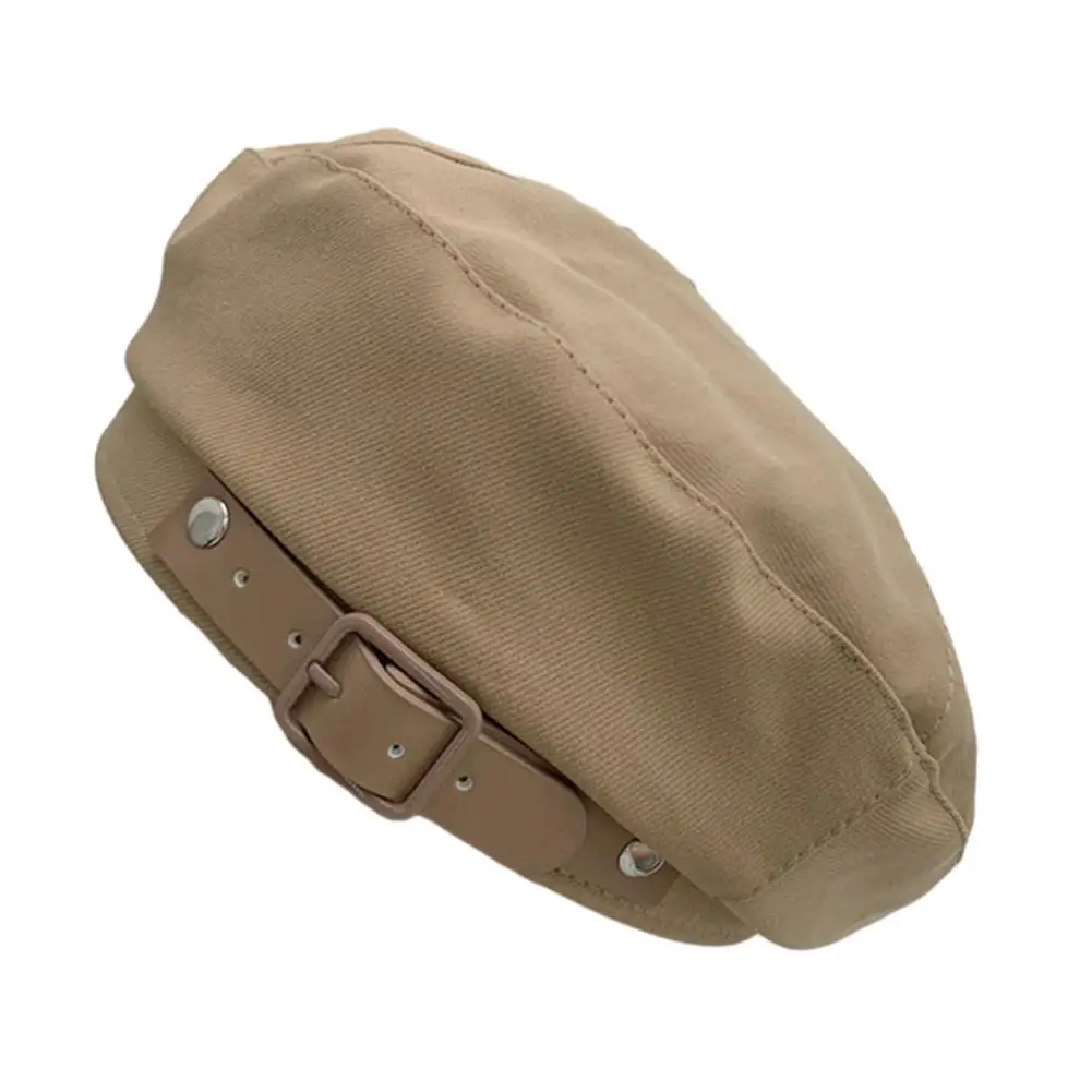 Korean Spring and Autumn Beret Women's Metal Buckle Beret British Retro Painter's Hat Elegant Accessory