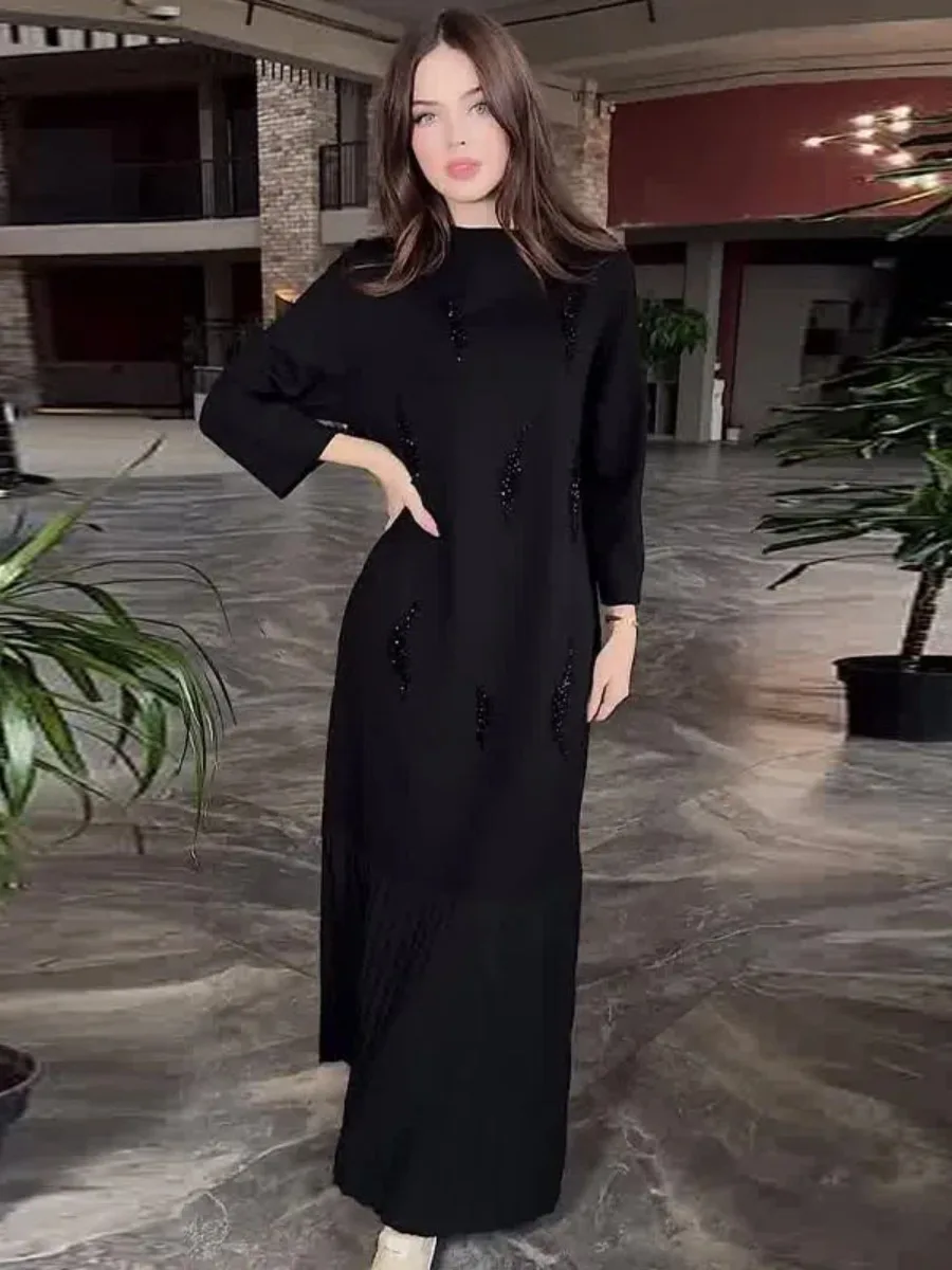

Рамадан Ид мусульманское женское платье Абая Vestidos с бриллиантами Джалабия Ислам Арабский 2024 Осенний длинный халат Марокко Дубай Абая Кафтан