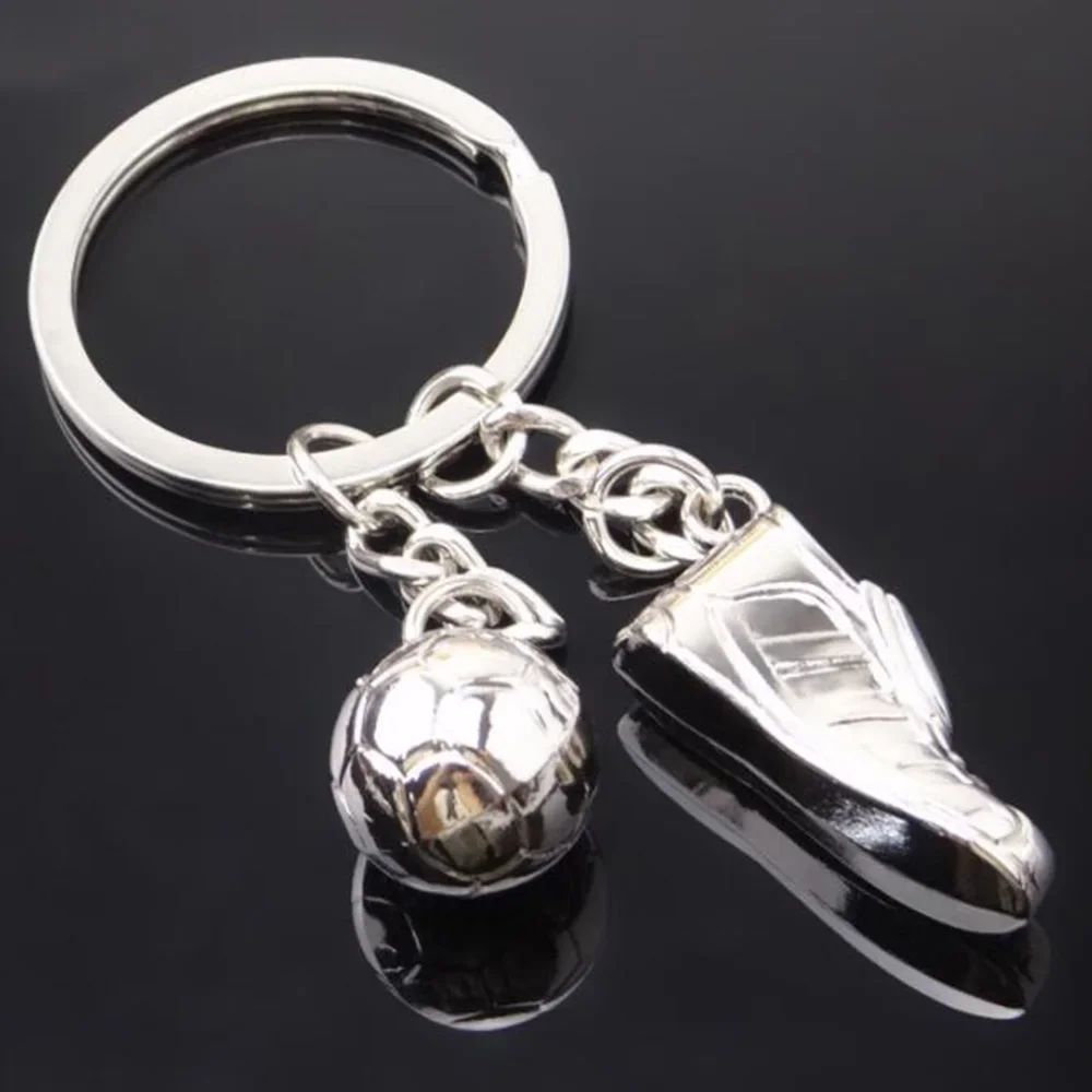 Creative Football Shoes Keychain Metal Soccers Basketball Pendents Team Fans Sports Souvenir Gifts Man Car Key Holder Accessory