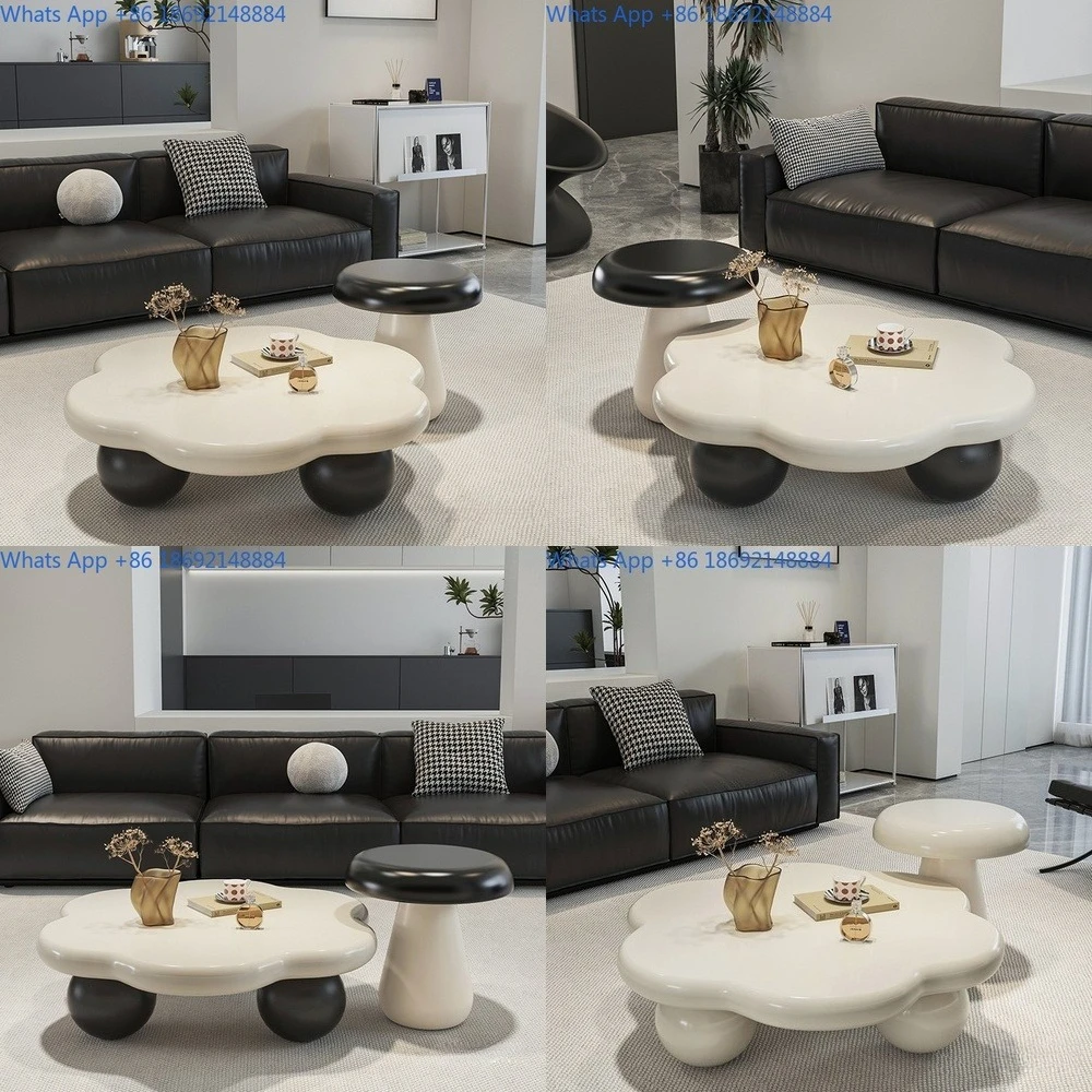 

Creamy Style Unique Shaped Coffee Table for Small Living Room Modern Minimalist Creative Design Luxury Feel