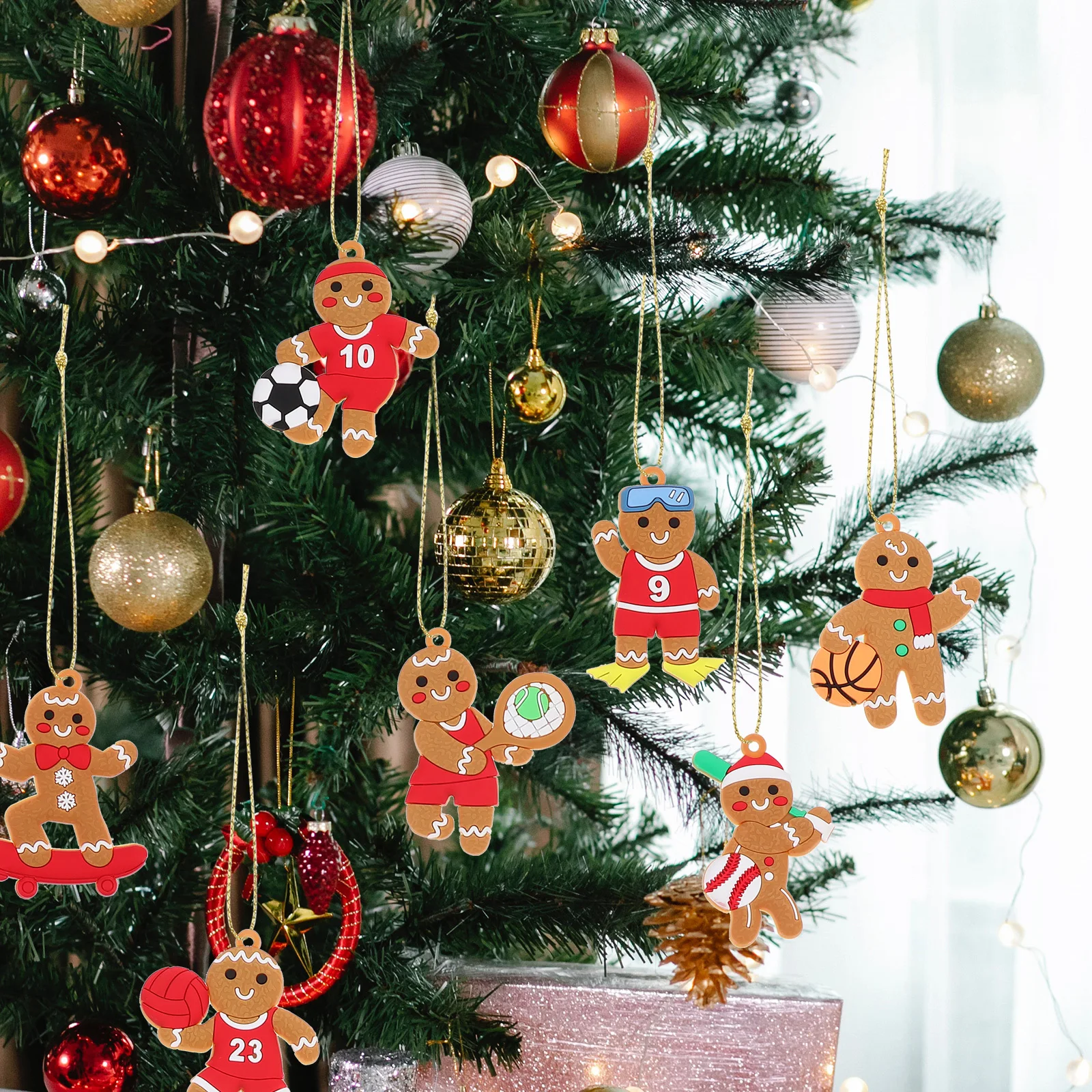 

12Pcs Gingerbread Man Christmas Tree Pendant PVC Hanging Ornaments for Festival Party Holiday Home Decor Christmas Pendant