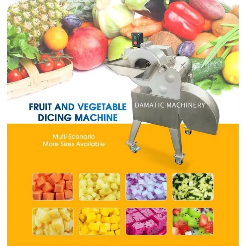 Tagliatrice automatica per cubetti di verdure, patate, carote, cipolla, pomodoro, cocco, mango