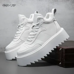 High Top Sneaker Men Designer White Board Shoes Fashion Artificial Leather Breathable Height Increased Flat Platform Sport Shoes