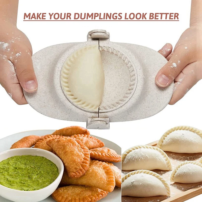 Máquina para hacer dumplings, juego de moldes para empanadas con cortador de masa y cuchara para relleno, moldes para empanadas