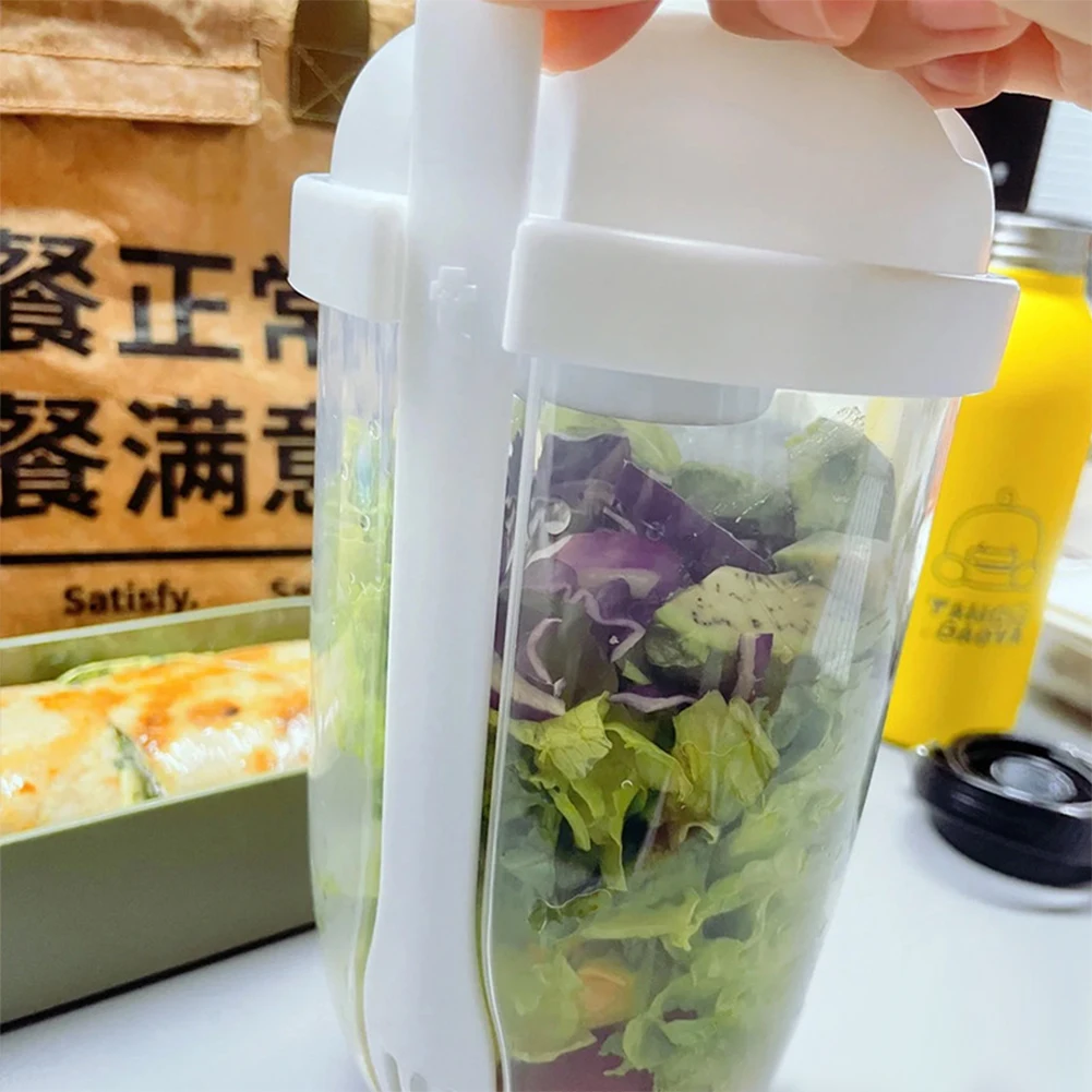 1L Portable Salad Cup Kids Breakfast Salad Bowl with Fork School Lunch Box Food Storage Bento Box Yogurt Oatmeal Cereal Milk Cup