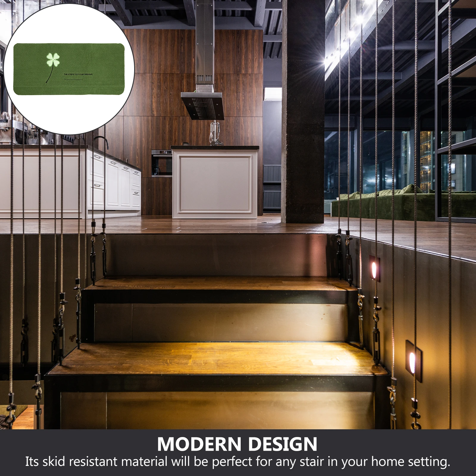 

Non slip Mat Rugs for Stairs Indoor Outdoor Polyester Step Stair Stepping Mat Anti skid Reusable Sound Insulation Easy Care