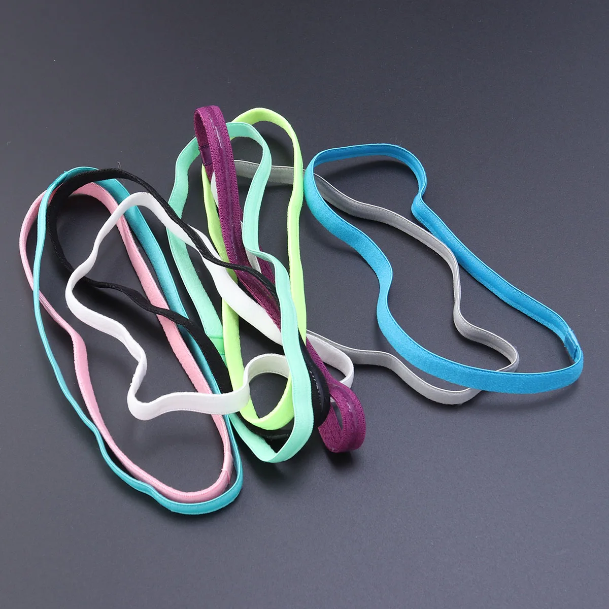 

9pcs Candy Color Running Headband Soft Elastic Sports Hairband Silicone Grip For Workout Yoga Basketball Gym Exercise Headbands