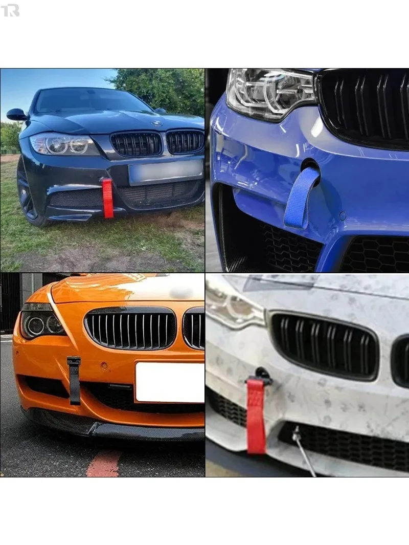العالمي مقطورة حلقة سحب هوك حزام لتويوتا هوندا نيسان BMW E46/E30/E32/E36/E90/E91 سيارات الثقيلة سحب الملحقات #1