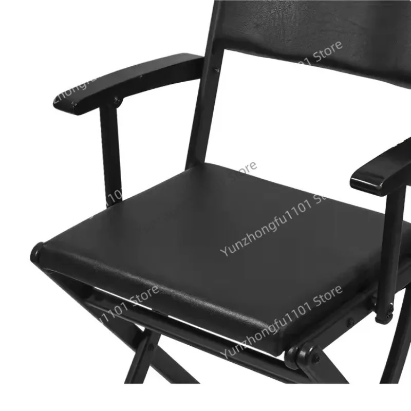 Folding Multifunctional Black High Back Chair Aluminum Alloy High Foot Hair Chair with Headrest Portable Director Chair