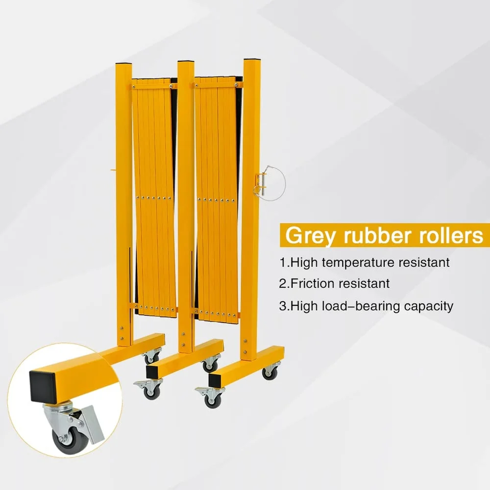 Expandable Metal Barricade Safety Barrier with Casters Portable Traffic Fence Adjustable Mobile Crowd Control Security Solution