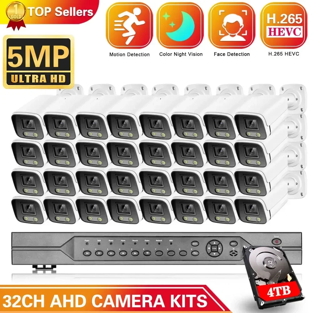 

HD H.265+ 32CH 5MP DVR security AHD Camera System 5MP Waterproof Color Nigh Vision CCTV Video Surveillance Camera kit