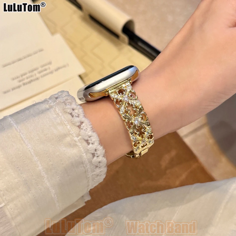 

Versailles Diamond Zircon Watch Band for Apple Iwatch Series 11 10 9 8 7 6 5 4 3 SE Ultra Luxury Strap 38 40 41 42 44 45 46 49mm