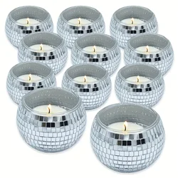 1Pc Mirror Disco Ball Candle Holder  Glass Tealight Stand for 70S Parties, Weddings Birthdays & Home Decor (Candle Not Included)