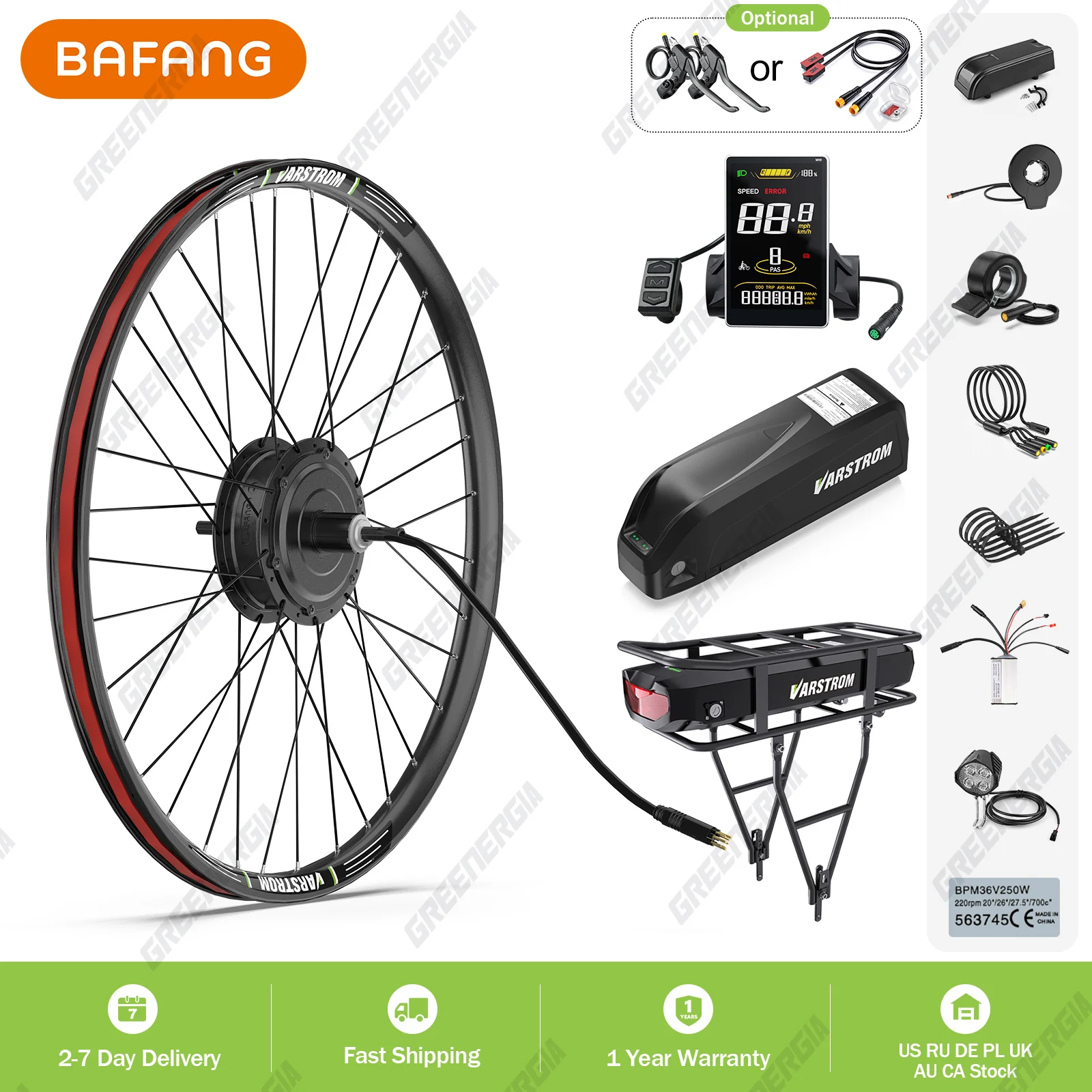 

Bafang 500W EBike Kit Rear Drive Wheel Hub Motor Electric Bike Brushless Motor Bicycle Conversion Kit 20Ah 17.5Ah 13Ah Battery