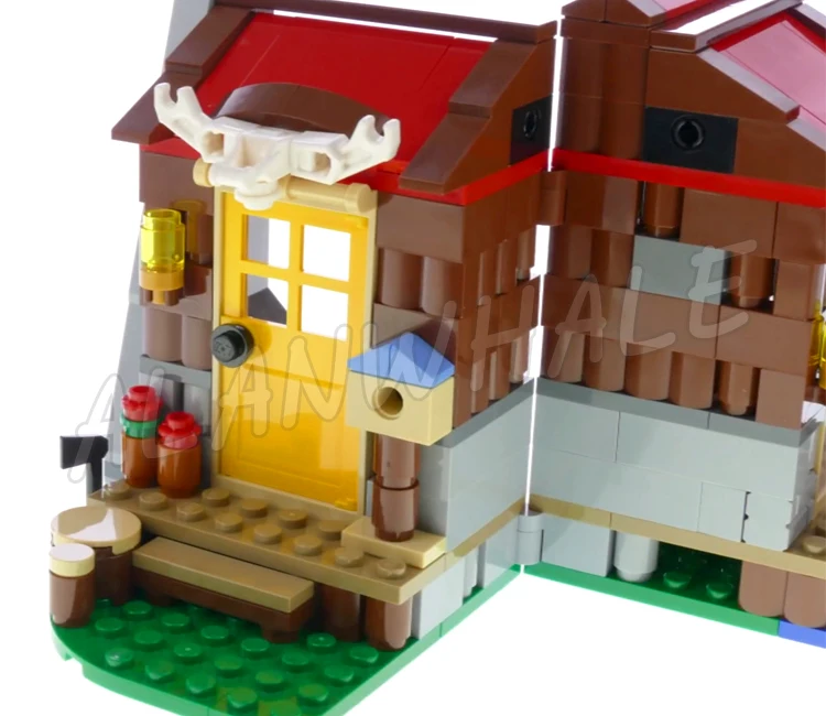 315 pz Creatore 3in1 Wilderness capanna Outback Cabina Canal Barca Bird Viewpoint 11398 Building Block giocattolo Compatibile con il Modello